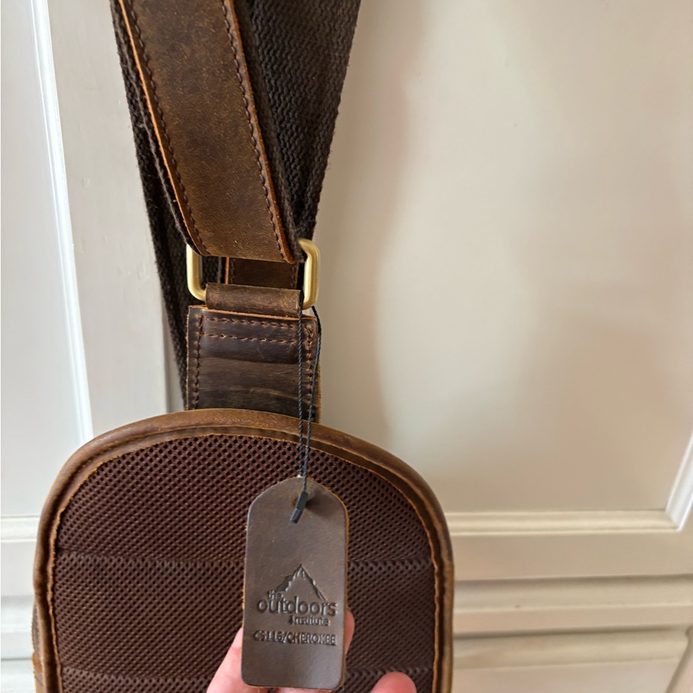 Brown genuine Leather Crossbody Bag
